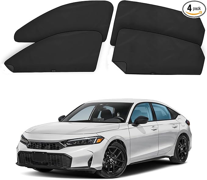 ZATOOTO Car Window Shades for Civic 2017-2024,4 Pcs Magnetic Car Window Covers - 100% Block Light Privacy Curtains, Side Window Sun Shade for Baby Breastfeeding, Sleeping, Camping