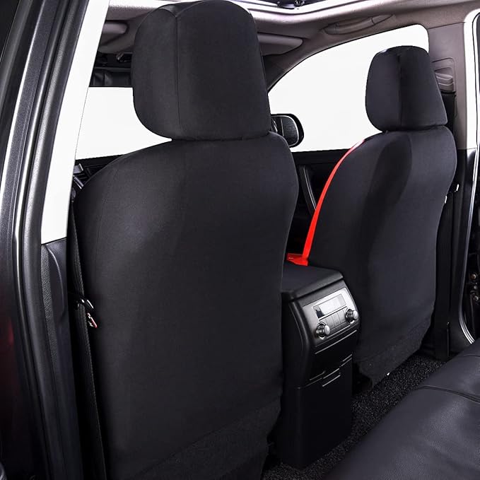 Flying Banner car seat Covers Protects Water Proof Faux Leather Carbon Fiber Front and Rear Bench (Red Black, Full Set - 9PCS