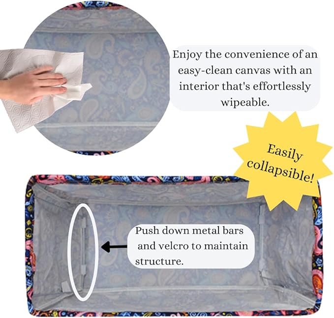 NGIL Extra Large Utility Tote Reusable Grocery Bag Oversized Collapsible for Groceries, Storage, Picnic, Beach (Paisley Perfection-Navy)