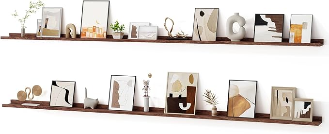 Floating Picture Ledge Shelves for Wall Set of 2, 95 Inches Picture Ledge Shelf with Long Large Nursery Book Shelf for Toys S