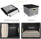 BLU MONACO | Decorative Hanging File Box with Lid | File Bins with Lids for Desk Storage | Desktop Hanging File Organizer for
