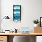 11 Tier Wall File Organizer - Hanging File Organizer with 5 Hooks, Mail Holder Wall Mounted for Papers, Folders, Magazines, B
