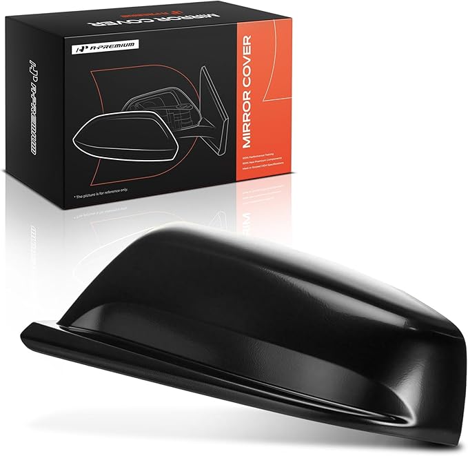 A-Premium Passenger Side Rearview Mirror Cover Cap - Compatible with Chevrolet Malibu 2013-2015, Malibu Limited 2016 - Smooth Black, Without Turn Signal Hole