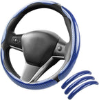 Carbon Fiber Steering Wheel Cover 3PCS, Non-Slip Grip for Universal Cars,Fit for 14–16 Inch Wheels, Interior Accessories for 