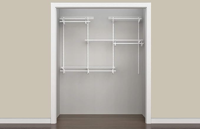 ClosetMaid ShelfTrack Wire Closet Organizer System, Adjustable from 4 to 6 Ft., With Shelves, Clothes Rods, Hardware, Durable