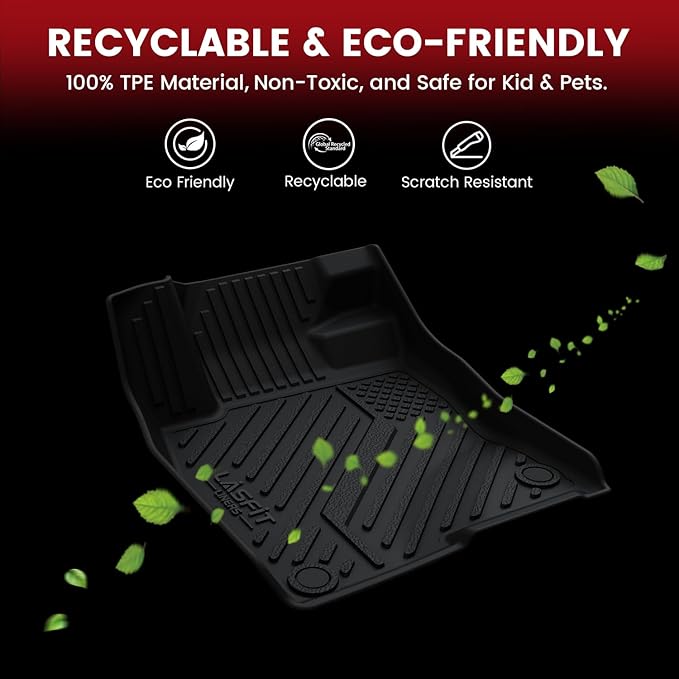 LASFIT Floor Mats and Cargo Liner for 2012-2018 Ford Focus Hatchback Gasoline(No Subwoofer) Focus RS 2016 2017 2018 All Weather Custom Fit TPE Car Floor Liner, Combo Set