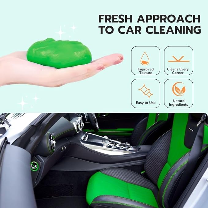 Ultimate Green Car Cleaning Gel: Automotive Detailing Putty for Interior Care, Vent Cleaning, and Dust Removal Reusable Clean