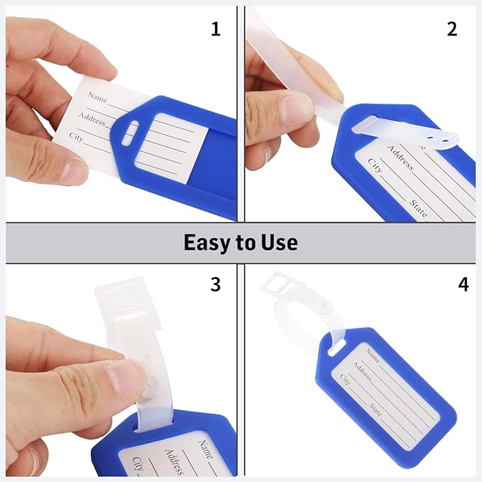 200 Pcs Luggage Tags, 3.3×2" Plastic Luggage Tags with Name ID Card Inserts & Lanyards, Personalized Luggage Labels, Airplane