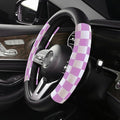 Dotesy Lattice Car Steering Wheel Cover Microfiber Leather Non-Slip Comfort Universal 15 inch Checkered Plaid Wheel Protector