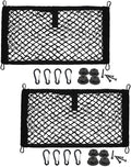 [2 Pack] JAVOedge Medium Cargo Net for Car, SUV, Truck, RV, Boat – Elastic Storage Mesh Organizer with Built‑in Hooks, 8 Screws & 8 Carabiners – Heavy‑Duty Trunk Cargo Net & Vehicle Storage Bag
