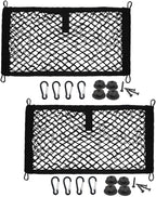 [2 Pack] JAVOedge Medium Cargo Net for Car, SUV, Truck, RV, Boat – Elastic Storage Mesh Organizer with Built‑in Hooks, 8 Screws & 8 Carabiners – Heavy‑Duty Trunk Cargo Net & Vehicle Storage Bag