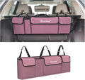 Hanemia Car Trunk Organizer, Backseat Hanging Storage with 4 Large Pockets, Collapsible Cargo Bag with Adjustable Straps