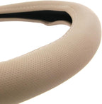 BDK Ergonomic Soft Grip Steering Wheel Cover - Sporty Leather Grip for Standard Size Wheels 14.5-15 inch Beige
