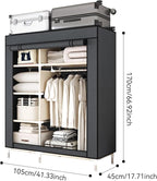 Portable Wardrobe Closet Durable and Easy to Assemble Heavy Duty Clothes Rack with Non-Woven Cover Fabric Best for Bedroom an