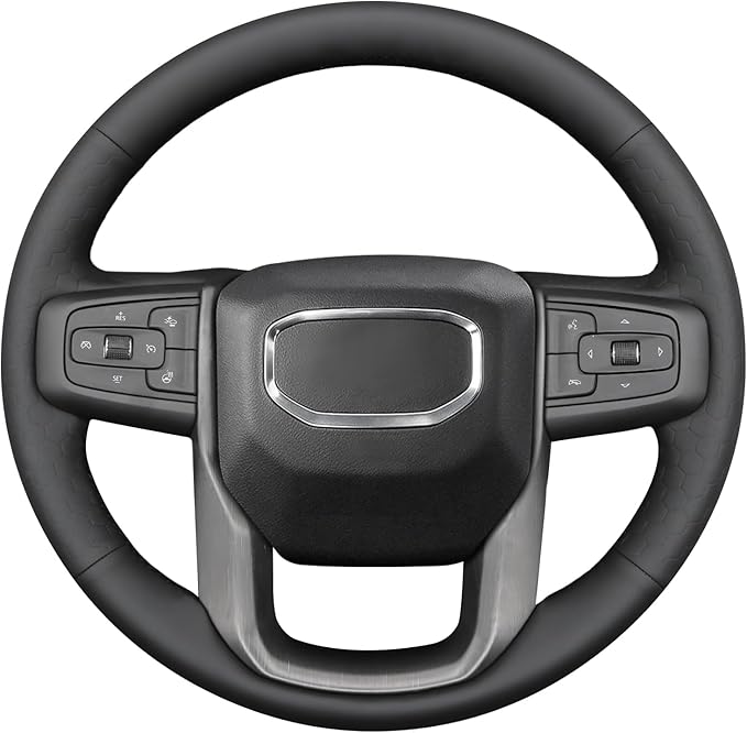 MEWANT Steering Wheel Cover for GMC Sierra 1500 / 2500 / 3500 & Yukon (XL) Hive Microfiber Leather