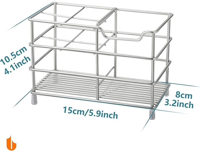 Urbanstrive 304 Stainless Steel Bathroom Toothbrush Holder Toothpaste Holder Stand Bathroom Accessories Organizer (Silver, La
