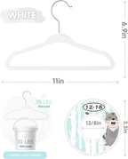 VIS'V Baby Hangers, 11 Inch Velvet Kids Hangers with 6 Pcs Clothes Size Dividers, Infant Toddler Nursery Closet Organization,