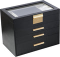 BOOVO Jewelry Boxes for Women, White and Black 6 Layer Large Jewelry Box for Necklace, Bracelet, Earrings, Rings Storage, Jew
