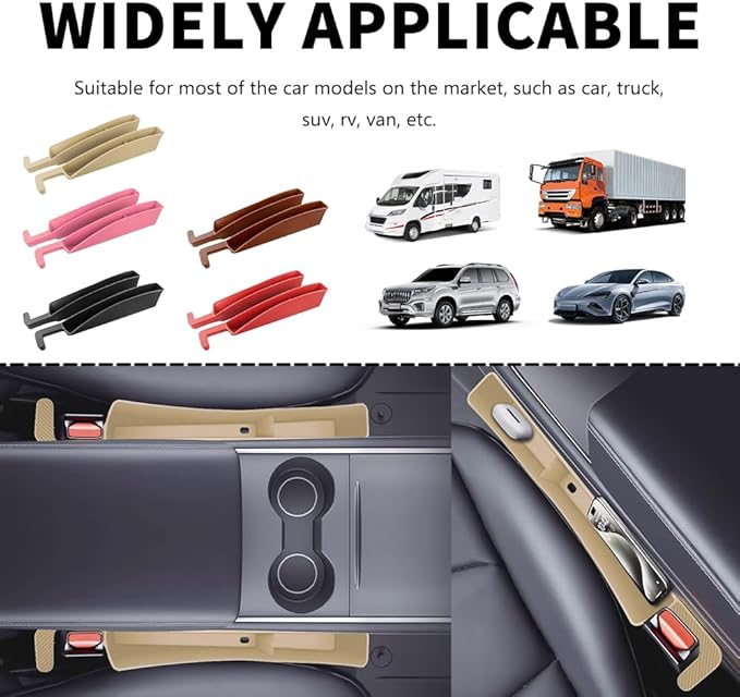 2PCS New Car Seat Gap Filler with 2 Storage Areas,Stylish Car Seat Gap Storage for Stabilizing Phone,Keys Wallet,Universal Car Seat Gap Filler Organizer (Carbon Beige)