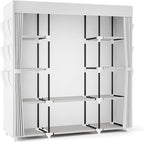 VTRIN Portable Closet Wardrobe for Hanging Clothes 57.3 Inch Large Capacity Clothes Rack with Cover, 10 Storage Organizer She