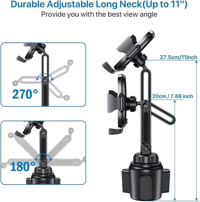 Miracase Universal Cup Phone Holder for Car, [Upgraded Version] Adjustable Long Neck Car Cup Holder Phone Mount Cradle Friendly Compatible with iPhone Samsung Google and All Smartphones, Crystal Pink