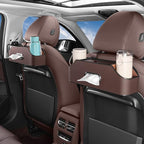 Car Seat Back Organizer - Stylish & Functional Storage for Family Adventures - Cup Holders, Tissue Box & Hooks - Perfect for Kids, Road Trips & Travel (Brown)
