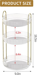 Oifecsie 360° Rotating Makeup Organizer, Large Capacity SkinCare Organizer, 3 Tier Cosmetic Skin Care Perfume Dresser Organiz