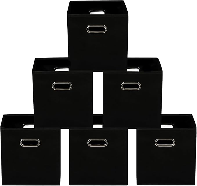 Yunkeeeper storage bins Cubes, Fabric Cube Organizer with Handle, Foldable Cube Bins for Cloth or Accessary Storage, 11x11x11