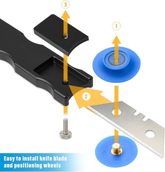Gomake Vinyl Wrap Cutter Car Coating Film Window Tint Cutting and Trimming Alloy Roller Positioning Knife Paperback Slitter Knife Car Wrap Film Vinyl Gap-Cutter for Car Wrapping,Wallpaper Pasting