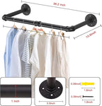 Wall Mounted Clothes Rack - 36" Industrial Pipe Clothing Garment Rack, Space - Saving Heavy Duty Detachable Black Iron Clothe
