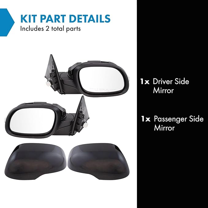 TRQ Driver & Passenger Side Power Mirror Set Paint to Match, Memory, Manual Fold, Housing Turn Signal Compatible with 2014-20