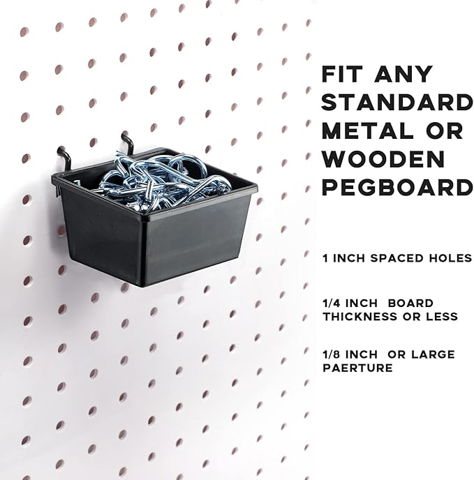 Sieral 30 Pcs Pegboard Organizer Accessories Kit Includes Peg Board Shelving Storage Basket Organizer Bins Hooks Loops Cup wi