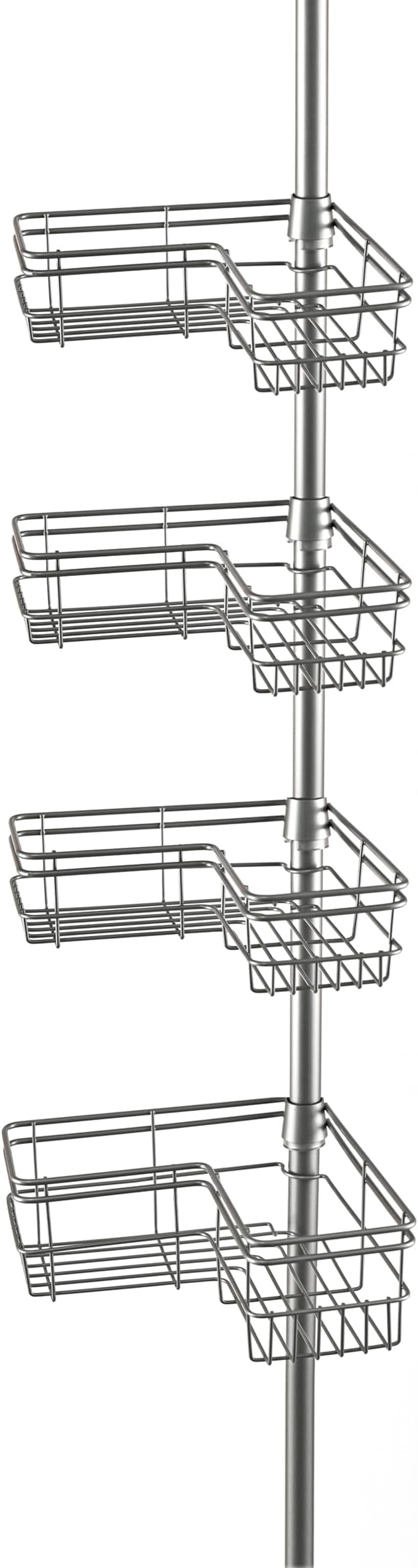 Utopia Alley Rust-Resistant Shower Tension Pole Caddy, 4 Shelves (Satin Nickel)