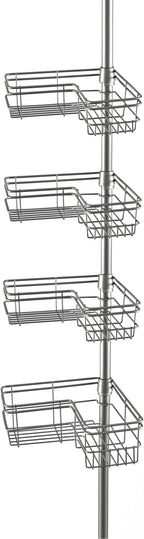 Utopia Alley Rust-Resistant Shower Tension Pole Caddy, 4 Shelves (Satin Nickel)
