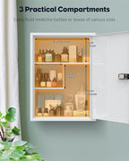 Uniclife Wall Mount Medicine Cabinet with Combination Lock, Locking First Aid Cabinet, Lockable Medical Cabinet, Large Capaci