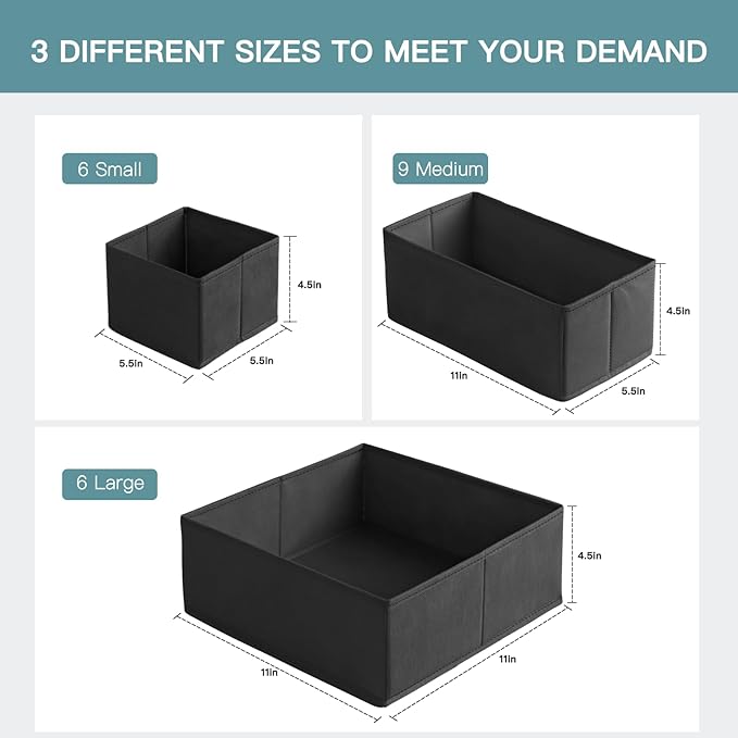 Criusia Drawer Organizer Clothes, 21 Pack Dresser Organizer for Baby Clothes, Underwear, Sock - Foldable Closet Organization 