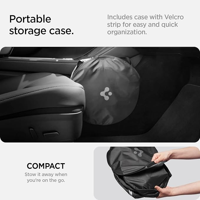 Spigen Front Windshield Sunshade for All Tesla Model Y & 3 | Dual Layered Protection Car Accessories for Model Y Juniper and Model 3 Highland | Gift for Tesla Owner