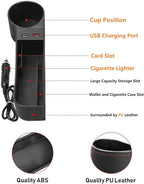 Car Seat Gap Organizer,Premium Console Side Pocket with 2 USB Charging,Leather Storage Box,Multifunctional with Dual USB Charging,Cup Holder,Car Seat Gap Filler,for Cellphones Wallet Coin Key (2 Pack)