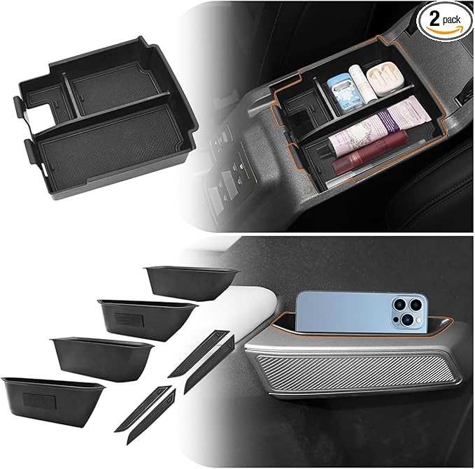 GZSH 2 PCS Trunk Organizers for 2025 Ford Bronco 4 Doors Automatic Transmission ONLY with Center Console Organizer, Door Handle Storage Not for manual transmission (Not for Sport & 2Door)