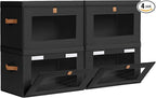 Homsorout Collapsible Storage Bins - Large Stackable Organizer Bins, Decorative Boxes with Handles & Window, Fabric Container