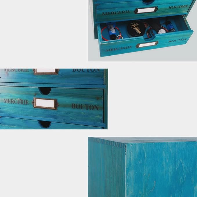Wooden Storage Box with Drawers Vintage Office Supplies and Accessories Letter Tray Wood Desktop File Organizer 4 Tier Paper 