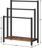 HOOBRO Free Standing Towel Rack, 3 Tier Blanket Rack, Blanket Holder for Bathroom, 23.6" L x 11" W x 31.9" H, Industrial Meta