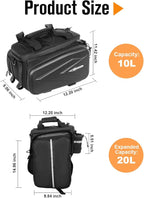 Bike Rack Bag, 20L EVA Hard Shell Bike Trunk Rear Rack Bag Bike Panniers Expandable 3 in 1 Waterproof Tin foil Insulation Bike Bag With Rain Cover for Commute Shopping Cycling Trip
