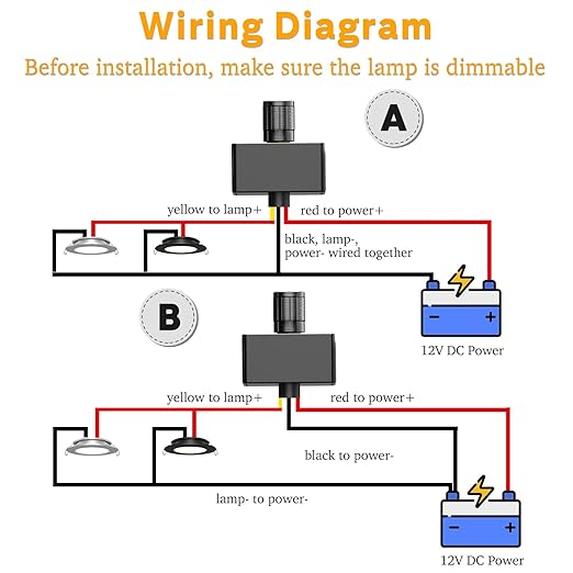 12 Volt PWM LED Dimmer Switch 15A 180W, Push On/Off, Rotary Knob Dimming,12V/24V Light Dimmer for RV Boat Truck Camper Van Trailer Light Fixture, LED Strip Lights (High Side, Silver Panel)