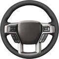 MEWANT Hand Stitch Black Hexagon Embossed Faux Leather Steering Wheel Cover for Ford F150 F250 F350 Expedition 2018-2021