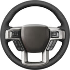 MEWANT Hand Stitch Black Hexagon Embossed Faux Leather Steering Wheel Cover for Ford F150 F250 F350 Expedition 2018-2021