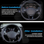 Car Carbon Fiber and Leather D-Shape Steering Wheel Cover, Stylish car Non-Slip Leather car Interior 15 inches Universal Red and Blue