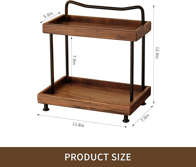 2-Tier Bathroom Counter Organizer,Wood Countertop Organizer for Storage,Makeup Organizer Cosmetics Storage Display Rack,Count