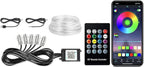 Interior Car Lights, SAMGCHI USB Car LED Strip Lights, Car Ambient Lighting Kit with 236 inches Fiber Optic, RGB EL Wire Lights APP and RF Remote Control Music Sync and DIY Mode DC 12V