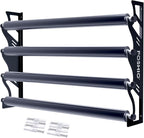 FOSHIO Vinyl Holder with Mounting Hardware,Metal Rack Heavy Duty Vinyl Storage Tool for 4 Rollers of Vinyl,Transfer Paper Tape,Wallpaper,Window Film,Wall Mount Garage Workshop,Rollers Not Included